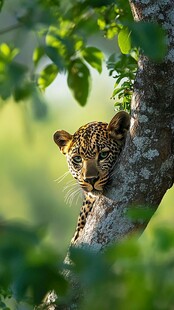 藏于树后的花豹