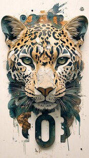 豹头艺术插画 独特风格