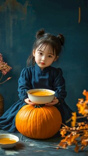 萌娃与南瓜的秋日温馨时刻