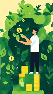 男人于财富上培育金钱树