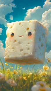 微笑奶酪飘于花海之上