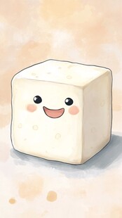 可爱卡通豆腐形象插画
