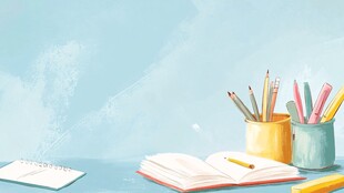 清新桌面的学习文具场景