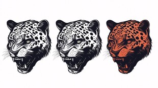 三款豹头图案设计