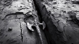 深陷泥地的古老铁锚