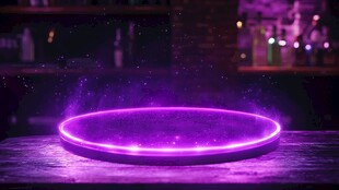 紫色霓虹发光圆环展示台