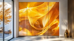 金色动感艺术玄关装饰画