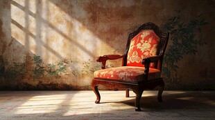 复古雕花椅静置于光影房间