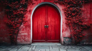 红墙木门 岁月里的静谧风景