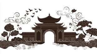 中式古建风景剪影