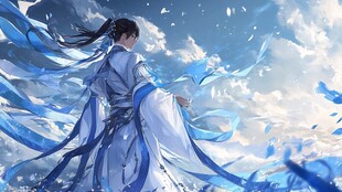 古风飘逸仙侠男子御风行