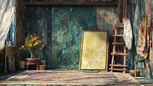 复古风艺术画室静谧一角