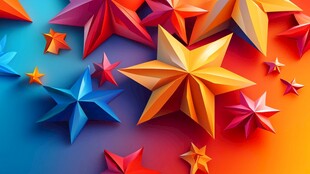 多彩立体星星装饰图案