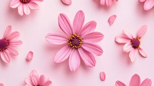 粉色雏菊绽放于柔和背景