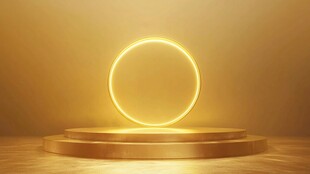 金色发光圆环展示台背景