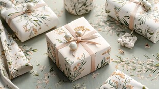 精美花卉包装的礼品盒