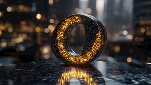 发光圆环置于都市夜景前