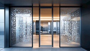 现代艺术感玻璃办公门设计