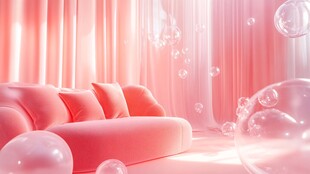 梦幻粉色系温馨沙发空间