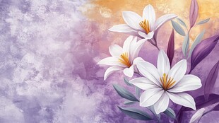 梦幻紫背景中的优雅白百合