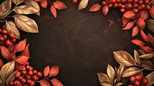 秋意红果金叶装饰背景