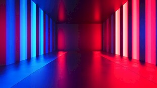 红蓝光影交织的神秘空间