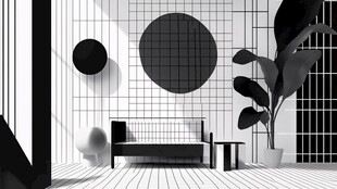 黑白极简风室内休闲角落