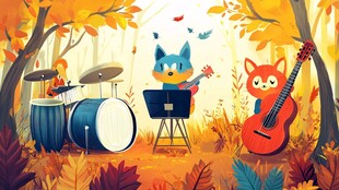 森林中萌猫乐队秋日演奏