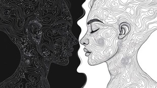 黑白交织的人脸艺术图案