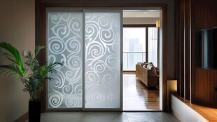 简约居室的艺术花纹推拉门