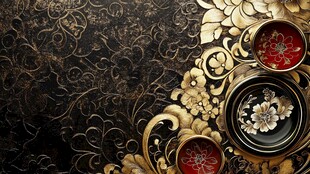 黑金花卉装饰背景图案