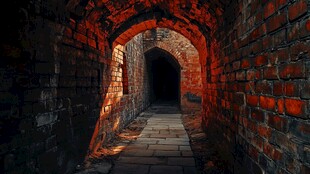 红砖隧道 光影交织的神秘通道