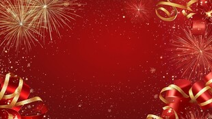 喜庆红底烟花彩带背景图