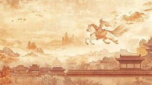 古风侠客策马飞越山河景