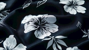 黑底白花织物纹理