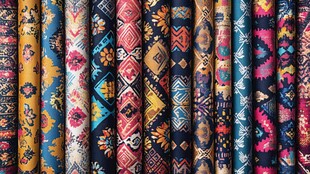 多彩民族风布料展示