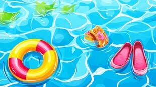 夏日泳池中的休闲物件