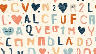 可爱手绘字母爱心图案背景