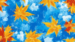 秋日枫叶与蓝天梦幻背景