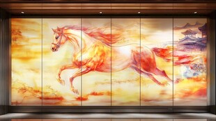 骏马奔腾艺术墙绘画面