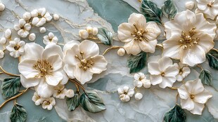 精致立体花卉玉石装饰画