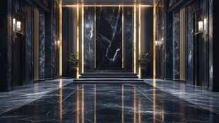 奢华大理石电梯厅室内场景