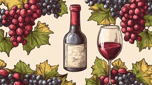 葡萄美酒插画
