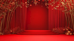 中式红金舞台场景布置