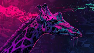 霓虹幻彩长颈鹿奇幻图景