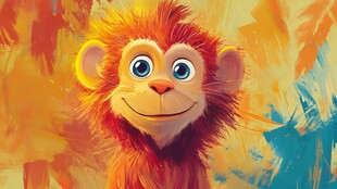 可爱小猴的缤纷艺术形象