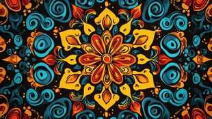 绚丽曼陀罗花纹艺术图案