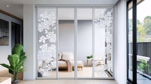 简约居室的雕花玻璃隔断