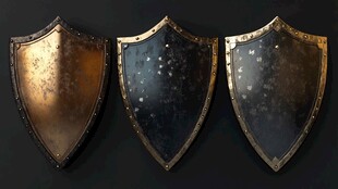 复古金属盾牌三件套展示