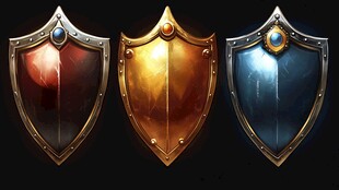 奇幻三色魔法盾牌展示